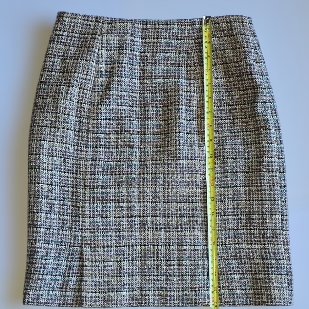 Vintage Brooks Brothers Wool Blend Plaid Boucle Tweed Pencil Skirt Sz 2 - Picture 9 of 11